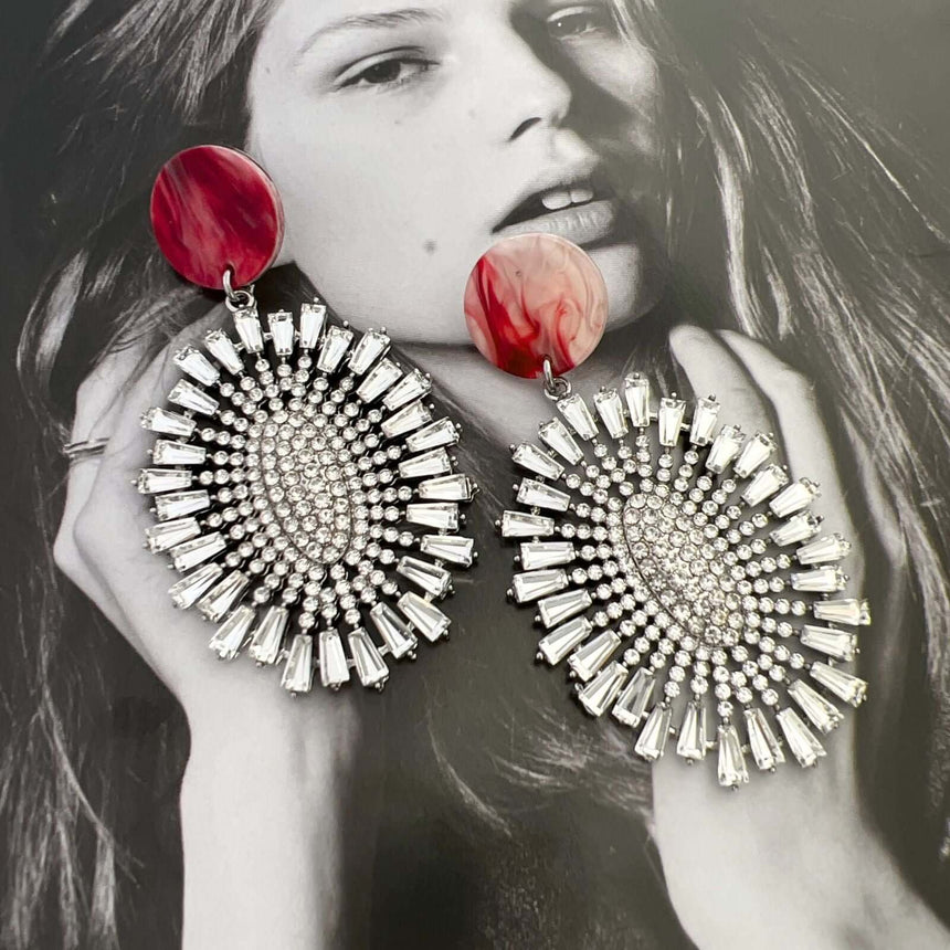 Lexi statement oorbellen met kristal