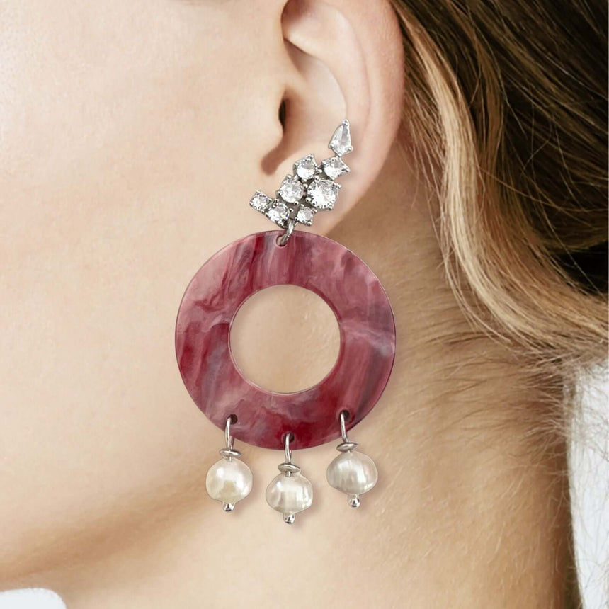 Lian oorbellen met parels en kristal