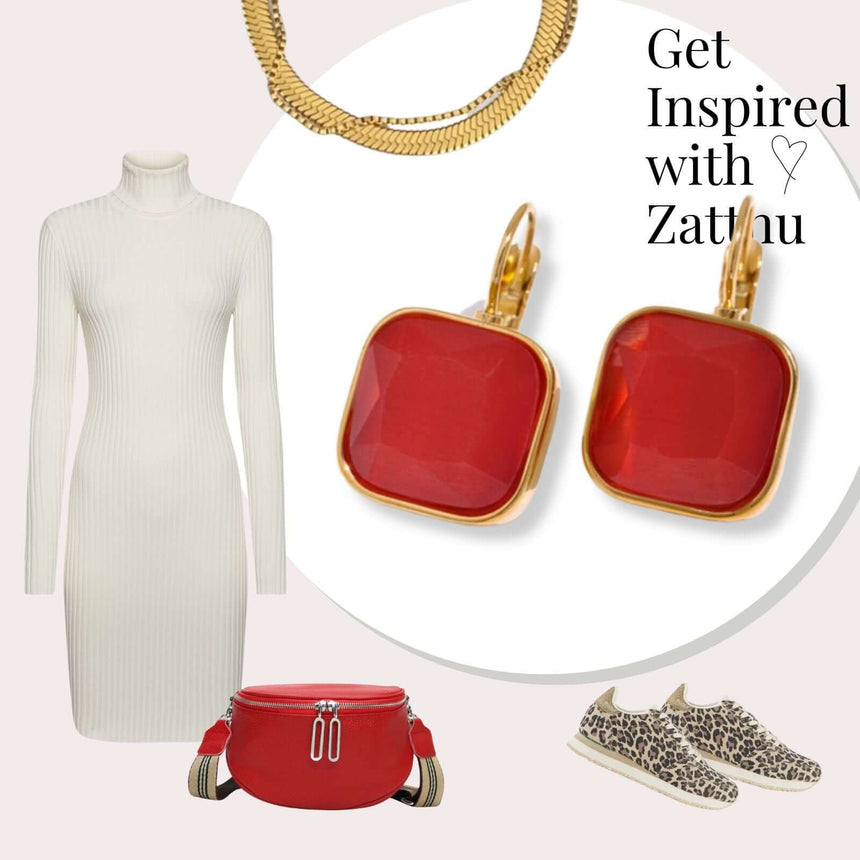 Lija oorhangers met opaal steen warm oranje