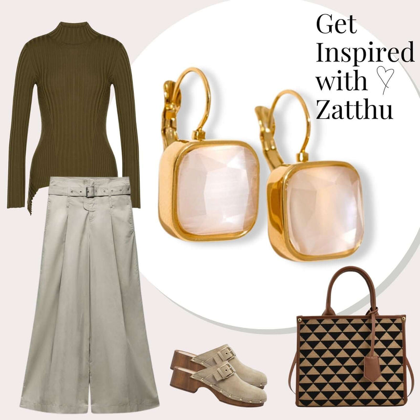 Lilé oorhangers met opaal steen wit