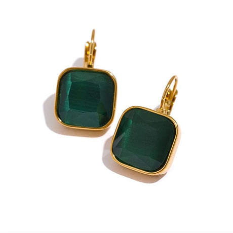 Lili oorhangers met opaal steen groen