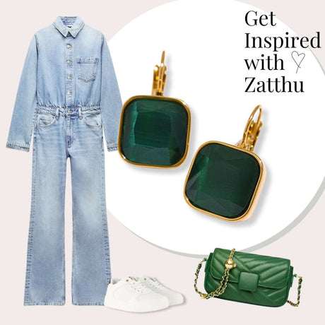 Lili oorhangers met opaal steen groen