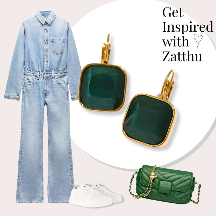 Lili oorhangers met opaal steen groen