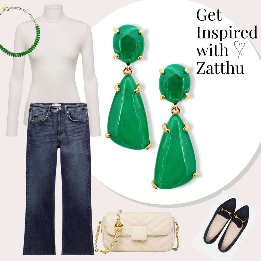 Lina geometrische oorbellen groen