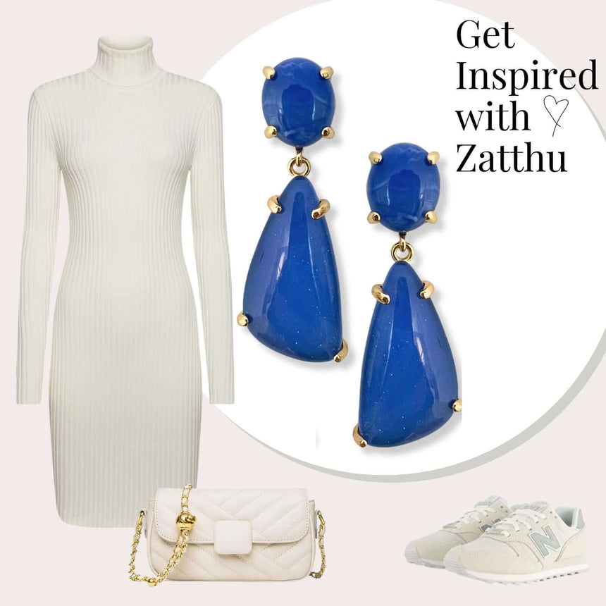 Ling geometrische oorbellen blauw