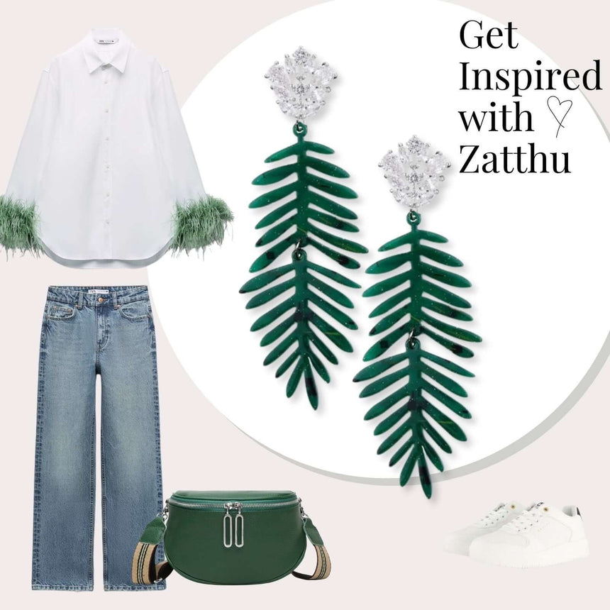 Linn resin statement oorbellen groen