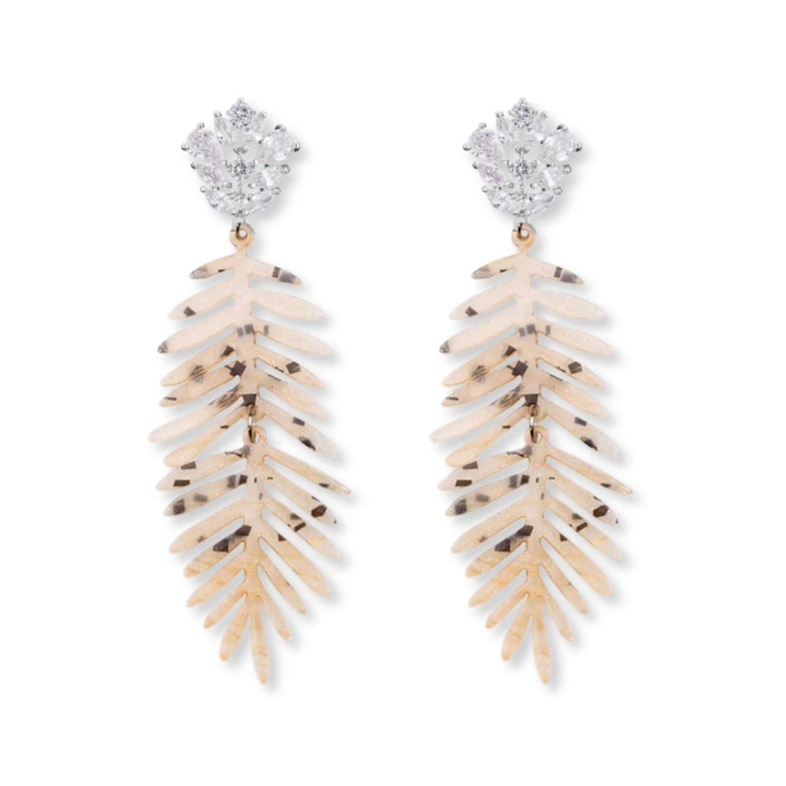 Lino resin statement oorbellen beige