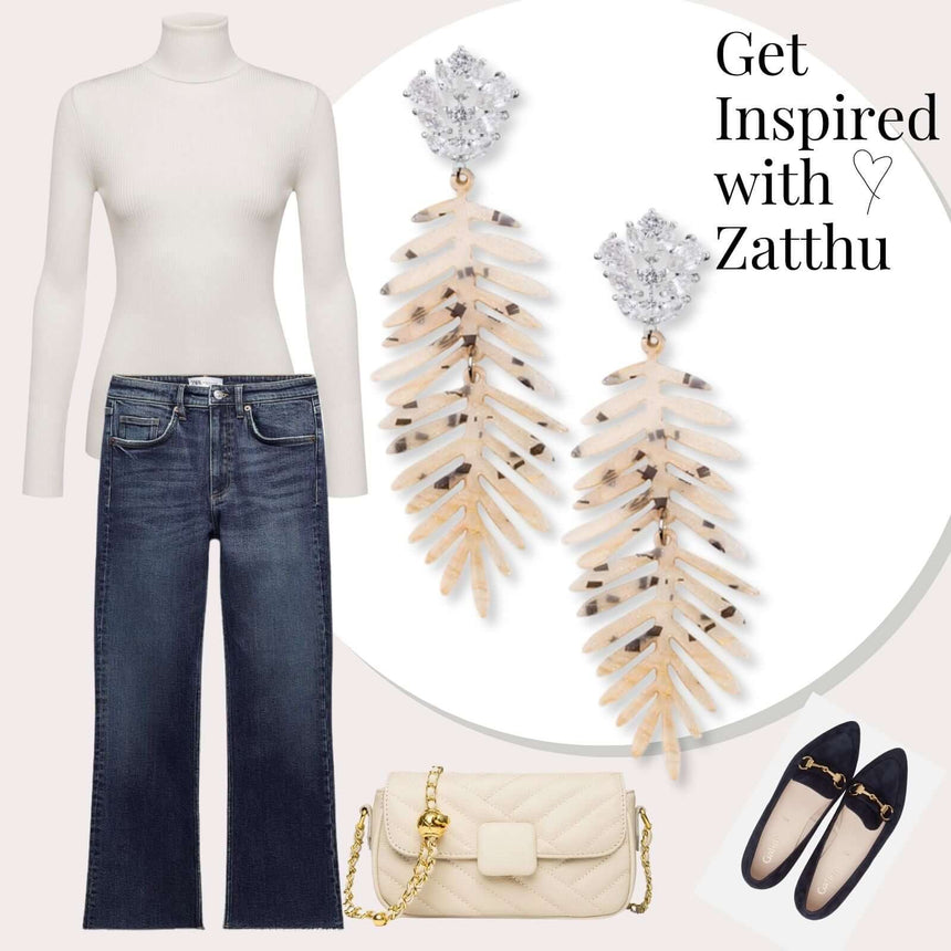 Lino resin statement oorbellen beige