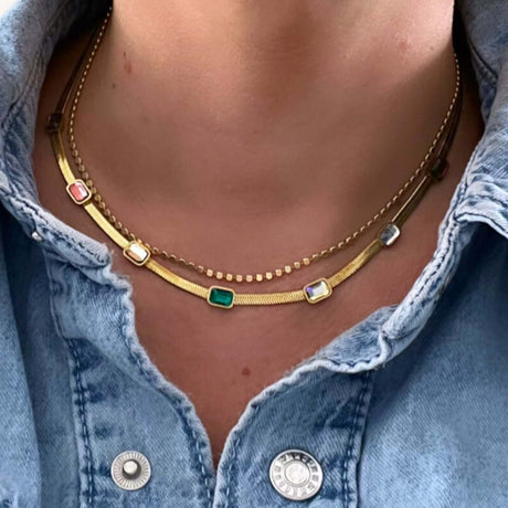 Liva snake ketting met zirkonia multicolor