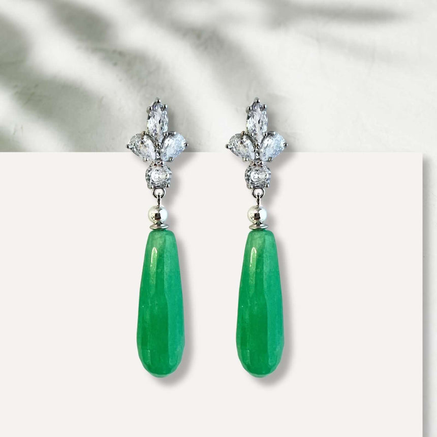 Lova oorbellen met groene natuursteen