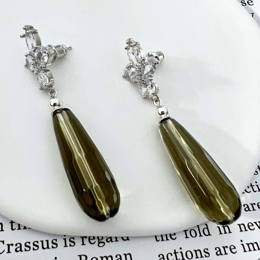 Lové oorbellen met bruine natuursteen