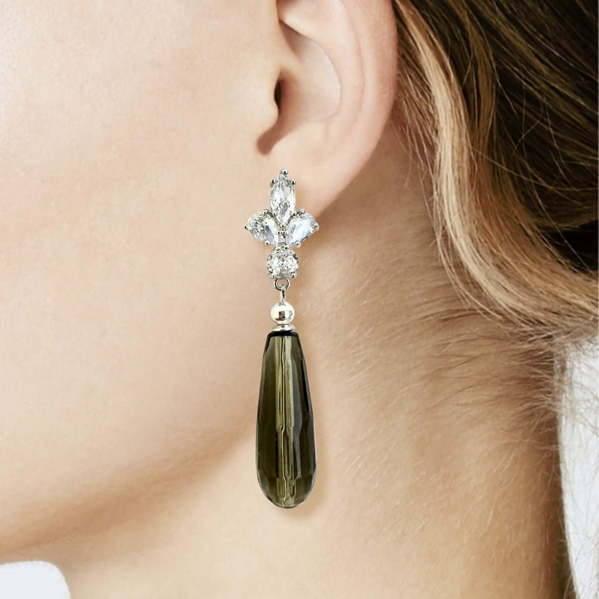 Lové oorbellen met bruine natuursteen