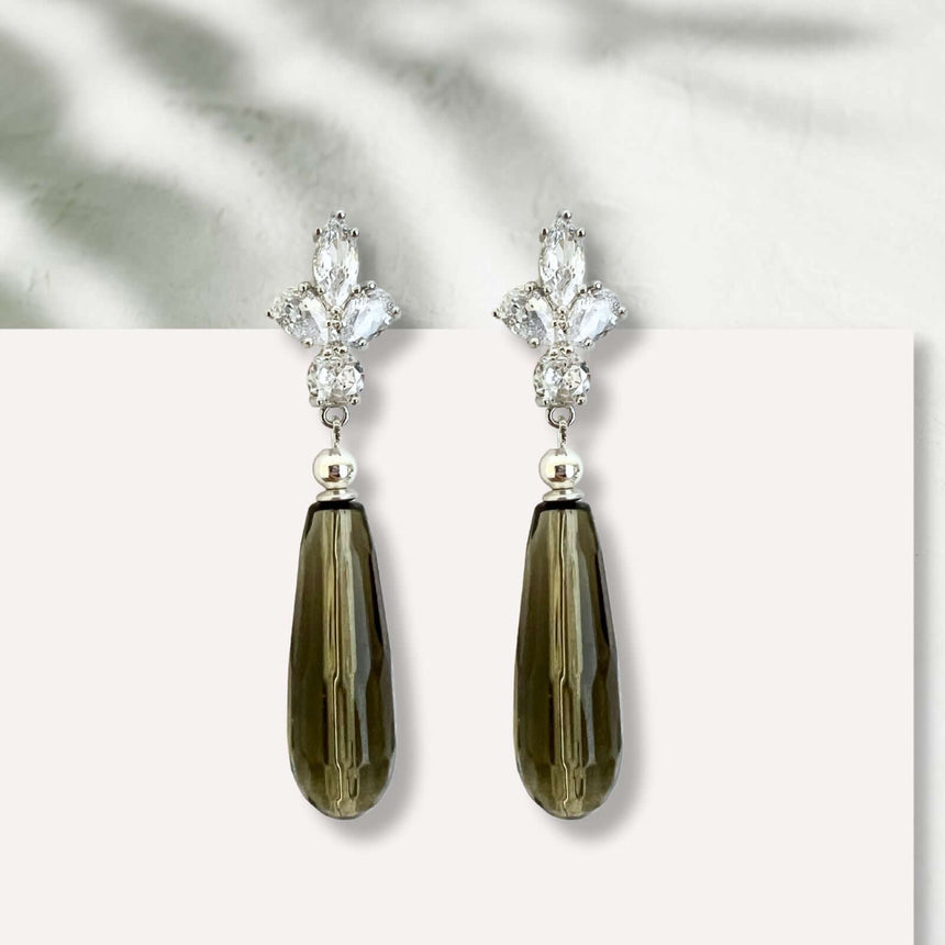 Lové oorbellen met bruine natuursteen