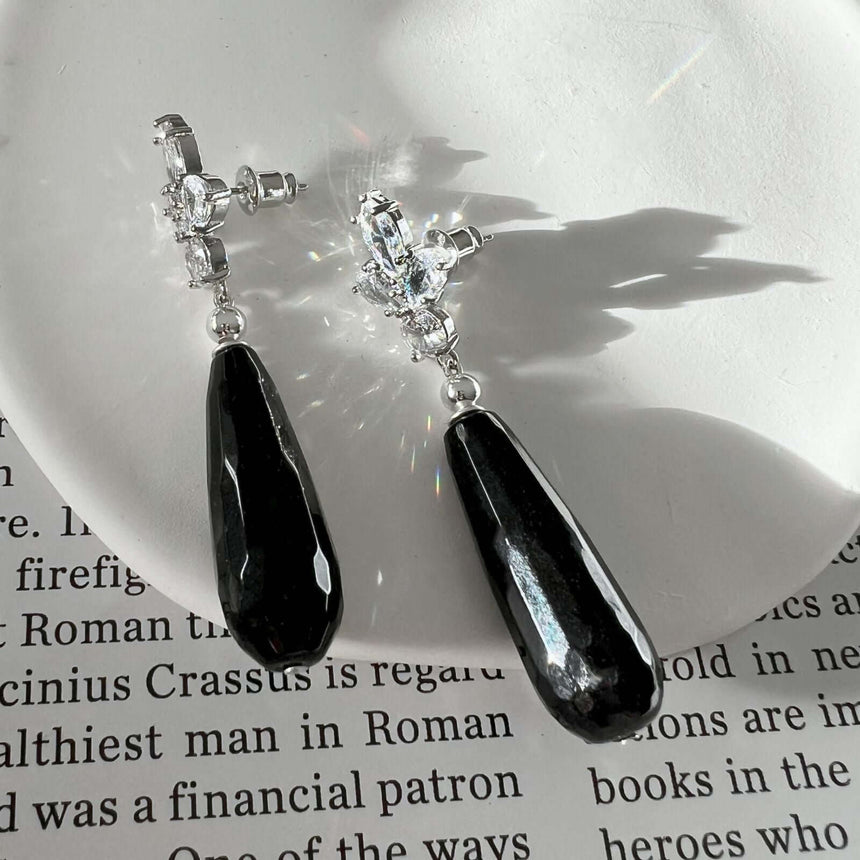 Lovy oorbellen met zwarte natuursteen