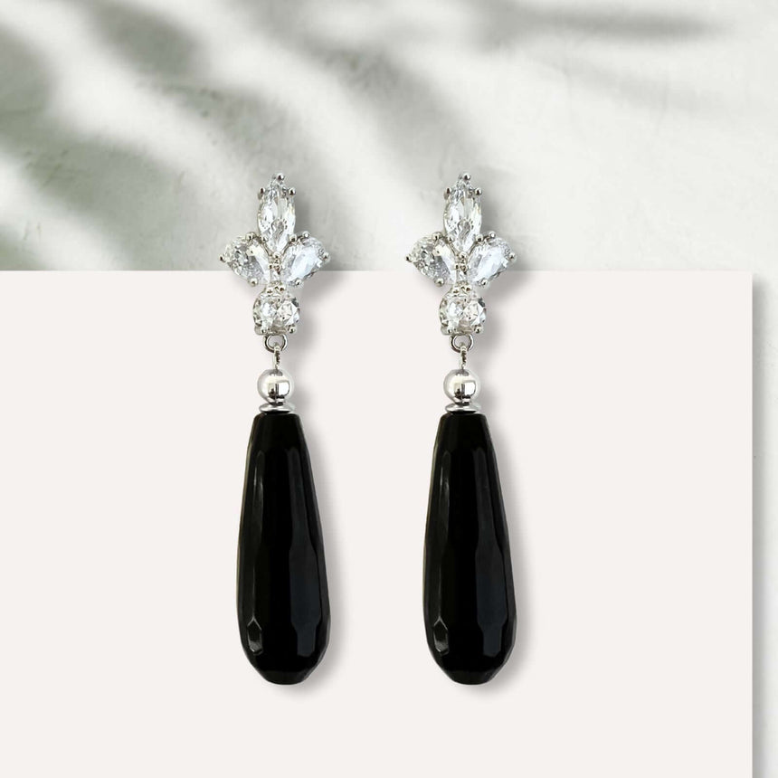 Lovy oorbellen met zwarte natuursteen