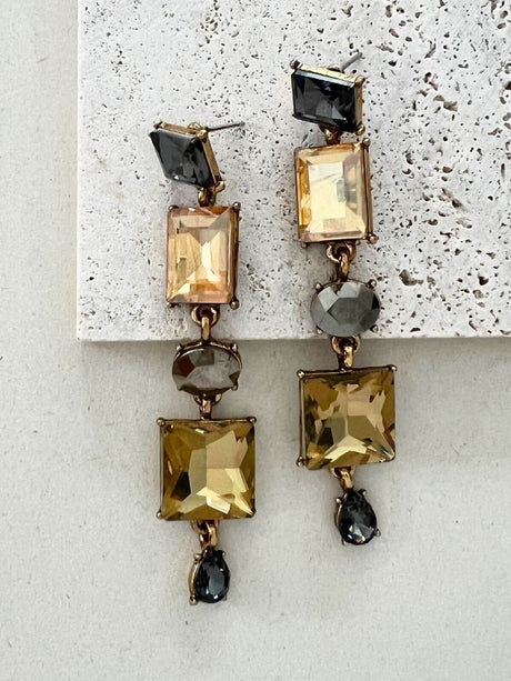 Lude statement oorbellen kristal