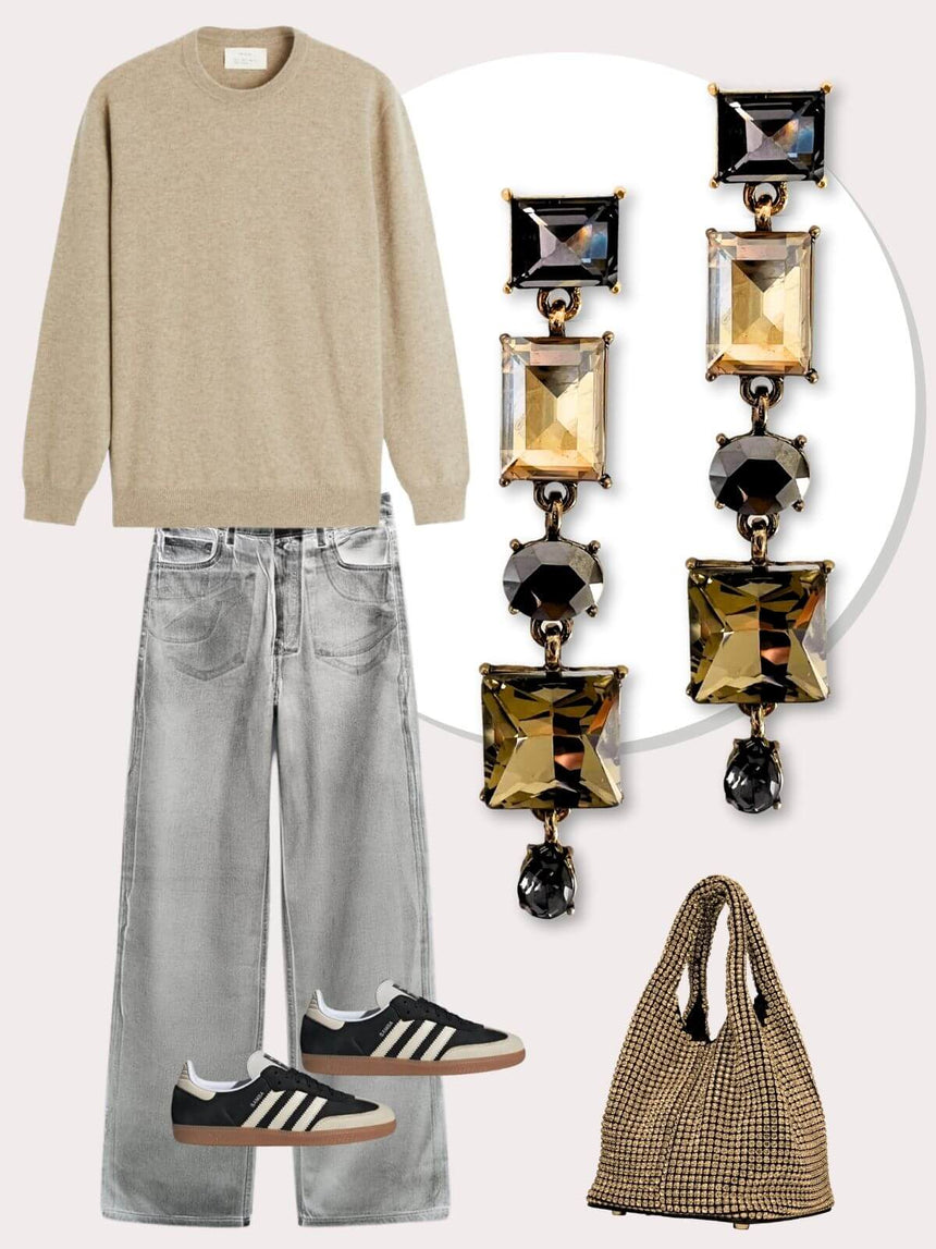 Lude statement oorbellen kristal