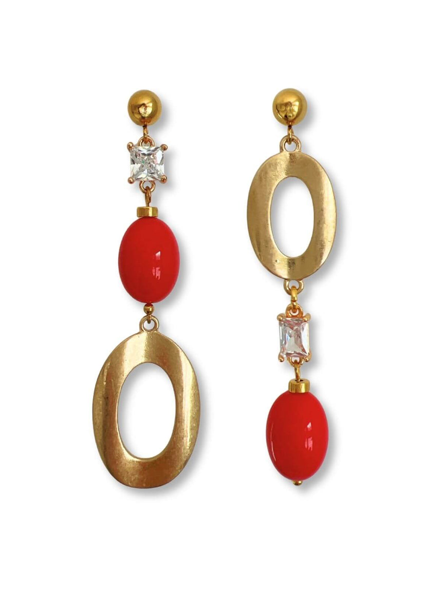 Lula mismatched oorbellen rood - One of a Kind