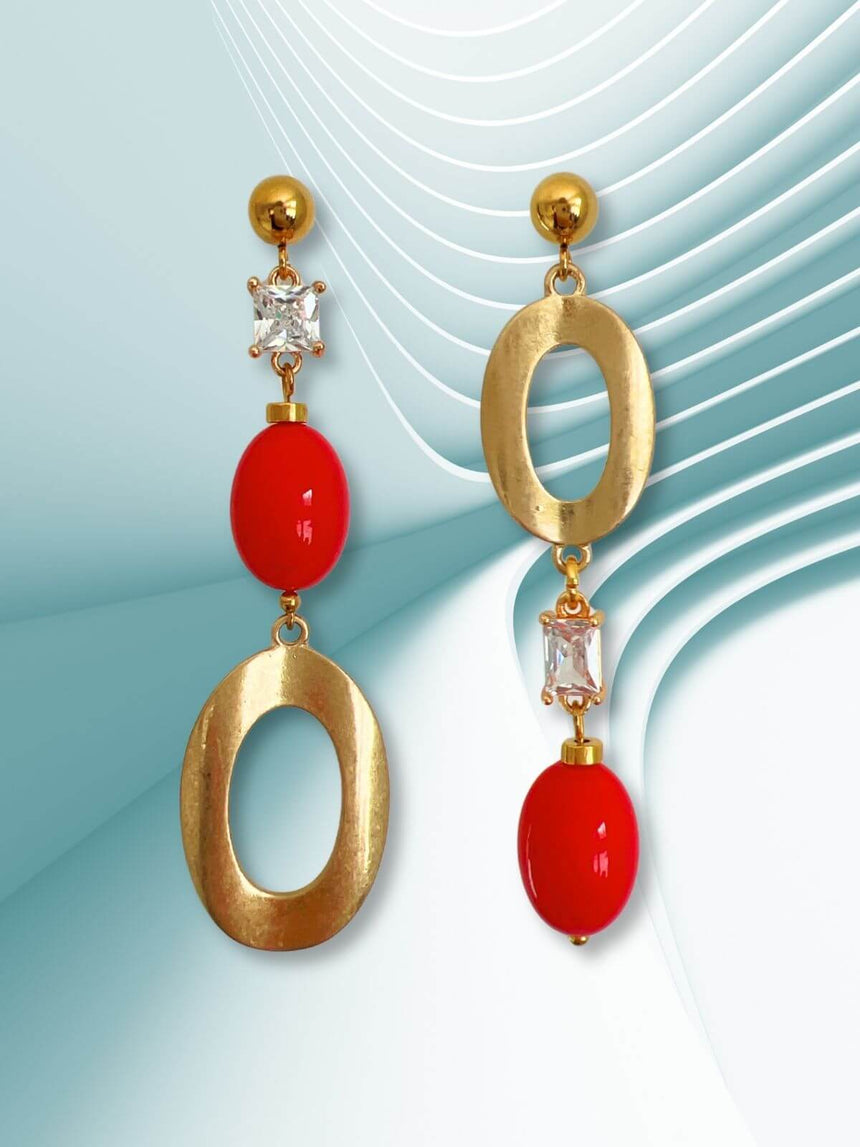 Lula mismatched oorbellen rood - One of a Kind
