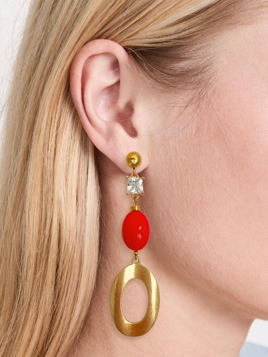 Lula mismatched oorbellen rood - One of a Kind