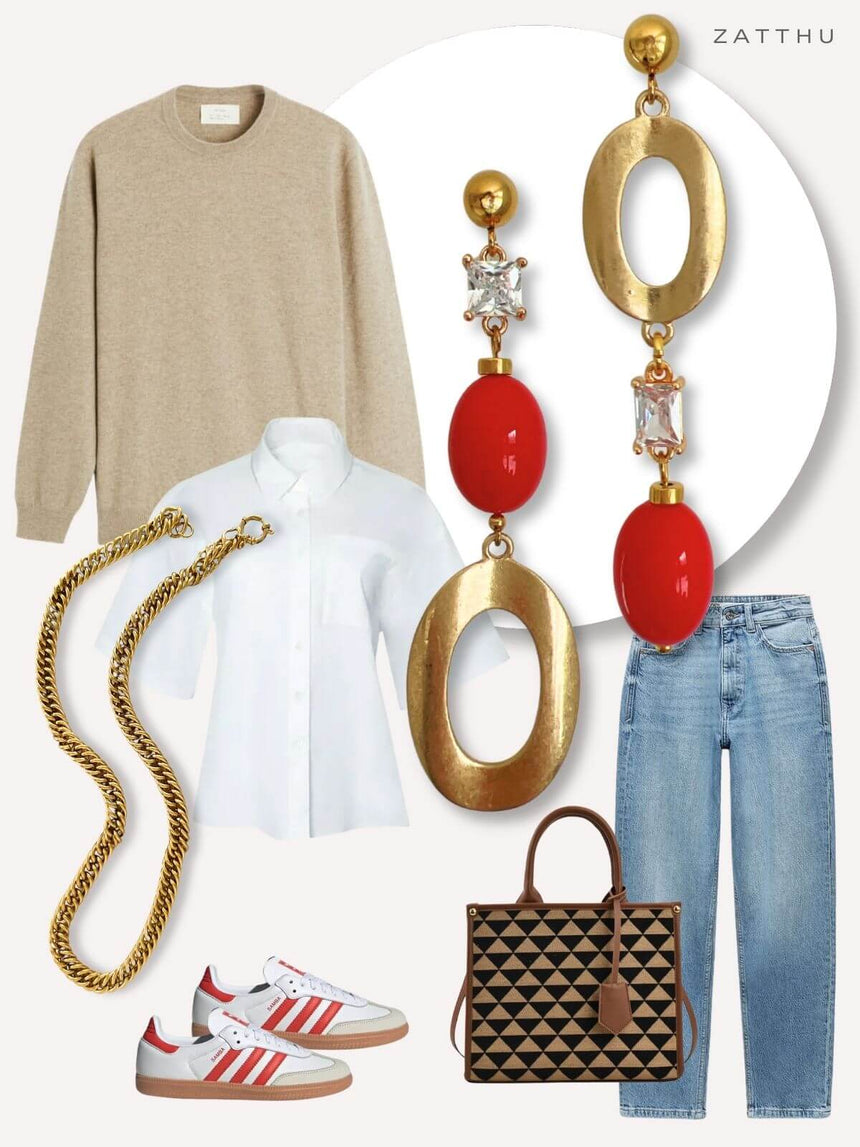 Lula mismatched oorbellen rood - One of a Kind