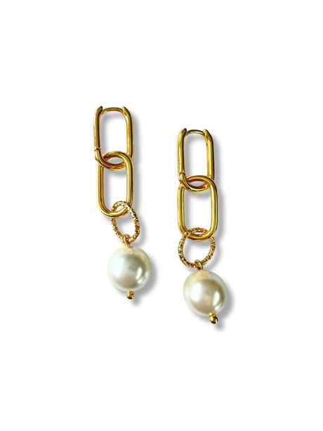 Lupa 925 zilveren oorringen met parel verguld