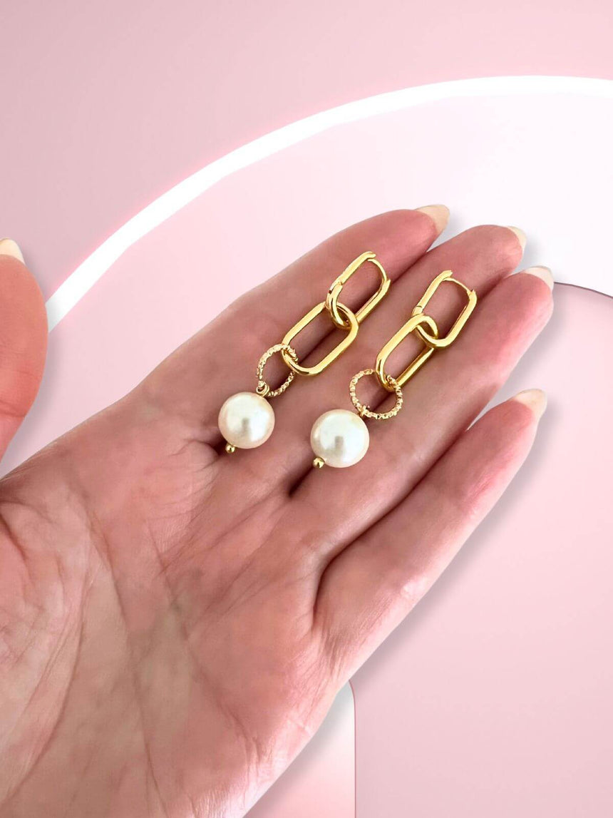 Lupa 925 zilveren oorringen met parel verguld