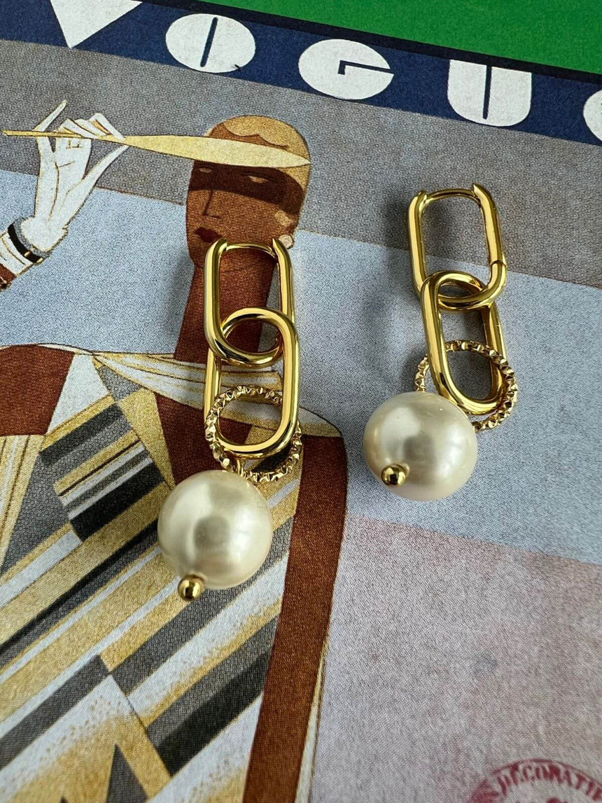 Lupa 925 zilveren oorringen met parel verguld