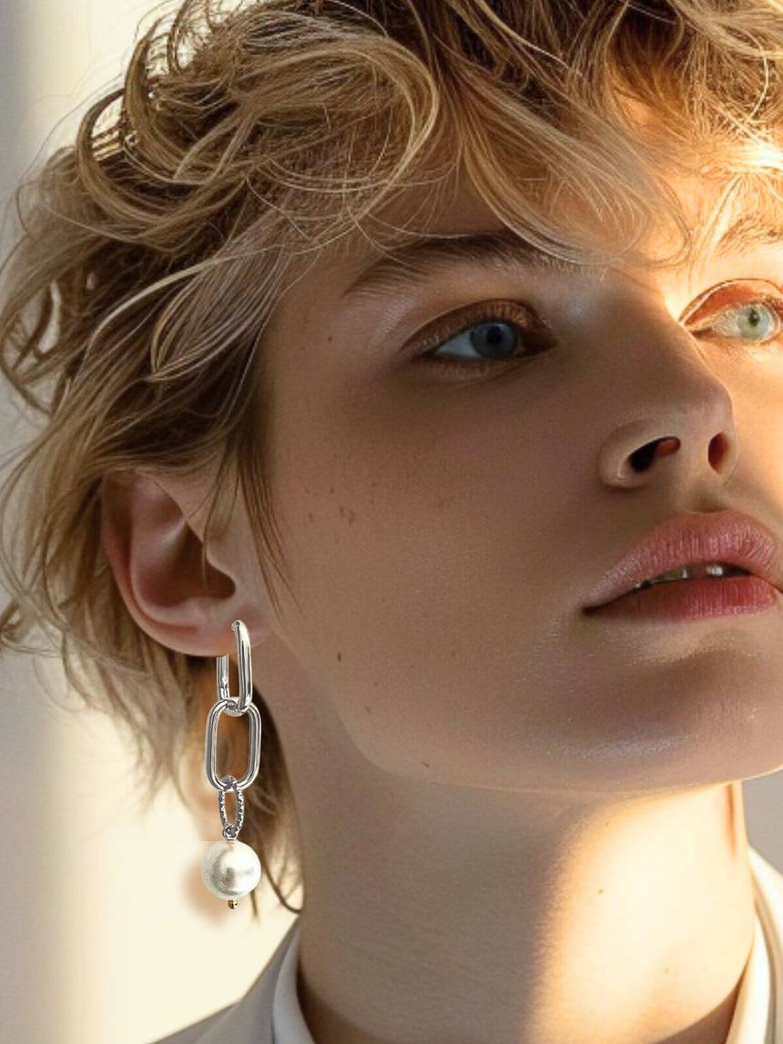 Lupe 925 zilveren oorringen met parel