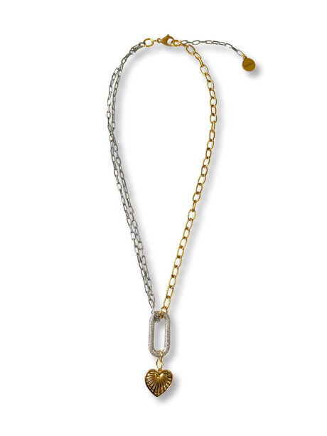 Lusy schakelketting met zirkonia en hart