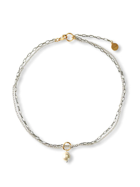 Luun dubbele schakelketting met parel hanger