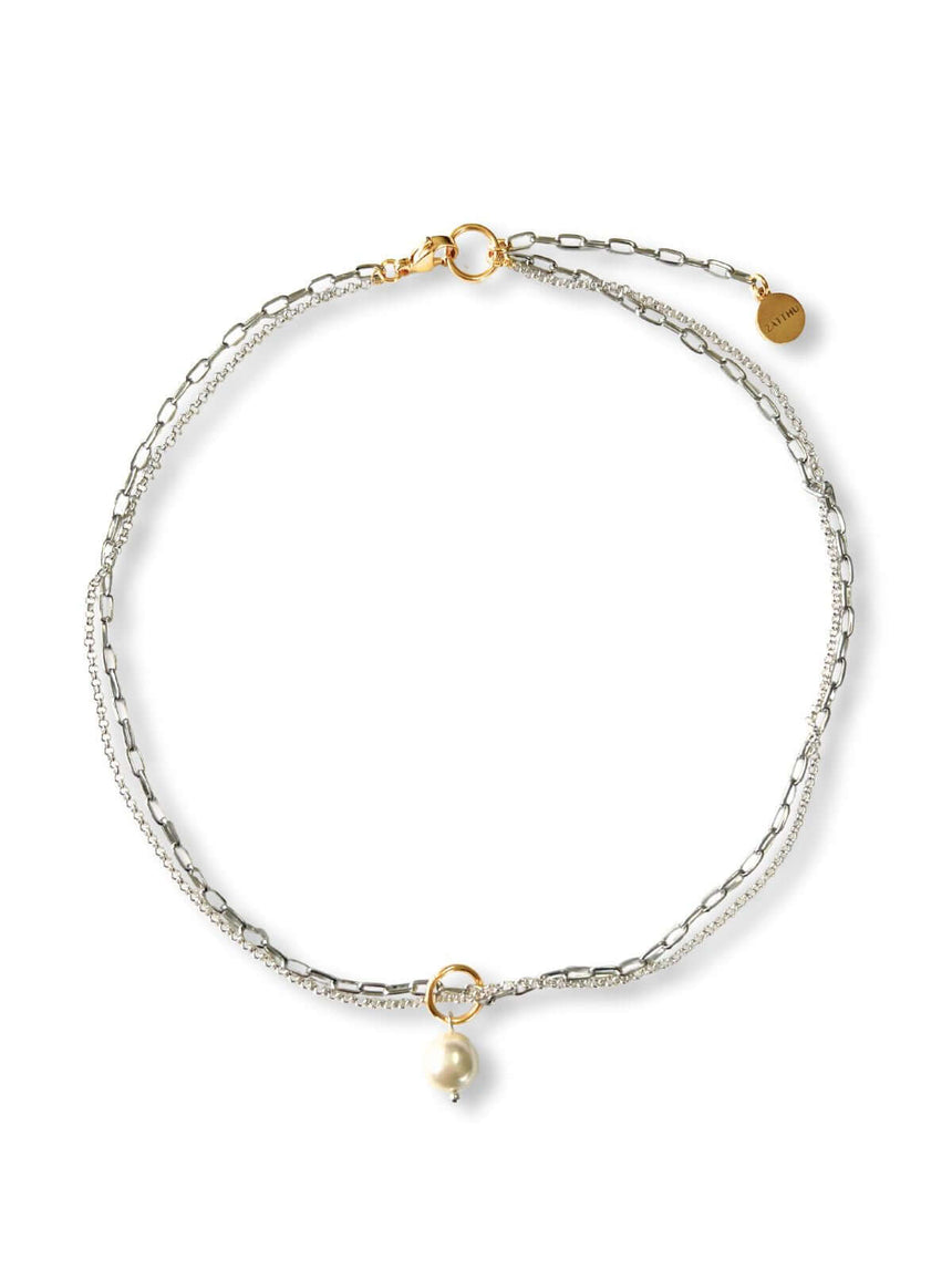 Luun dubbele schakelketting met parel hanger