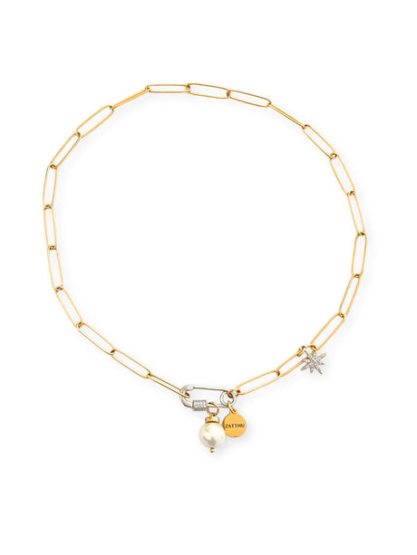 Luvi schakelketting met parel en bedels