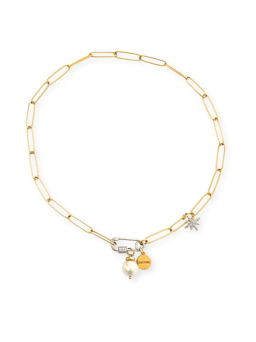 Luvi schakelketting met parel en bedels