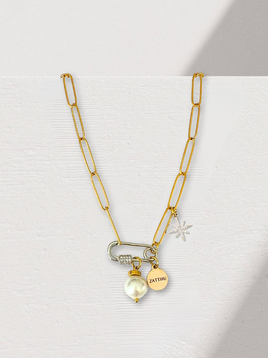 Luvi schakelketting met parel en bedels