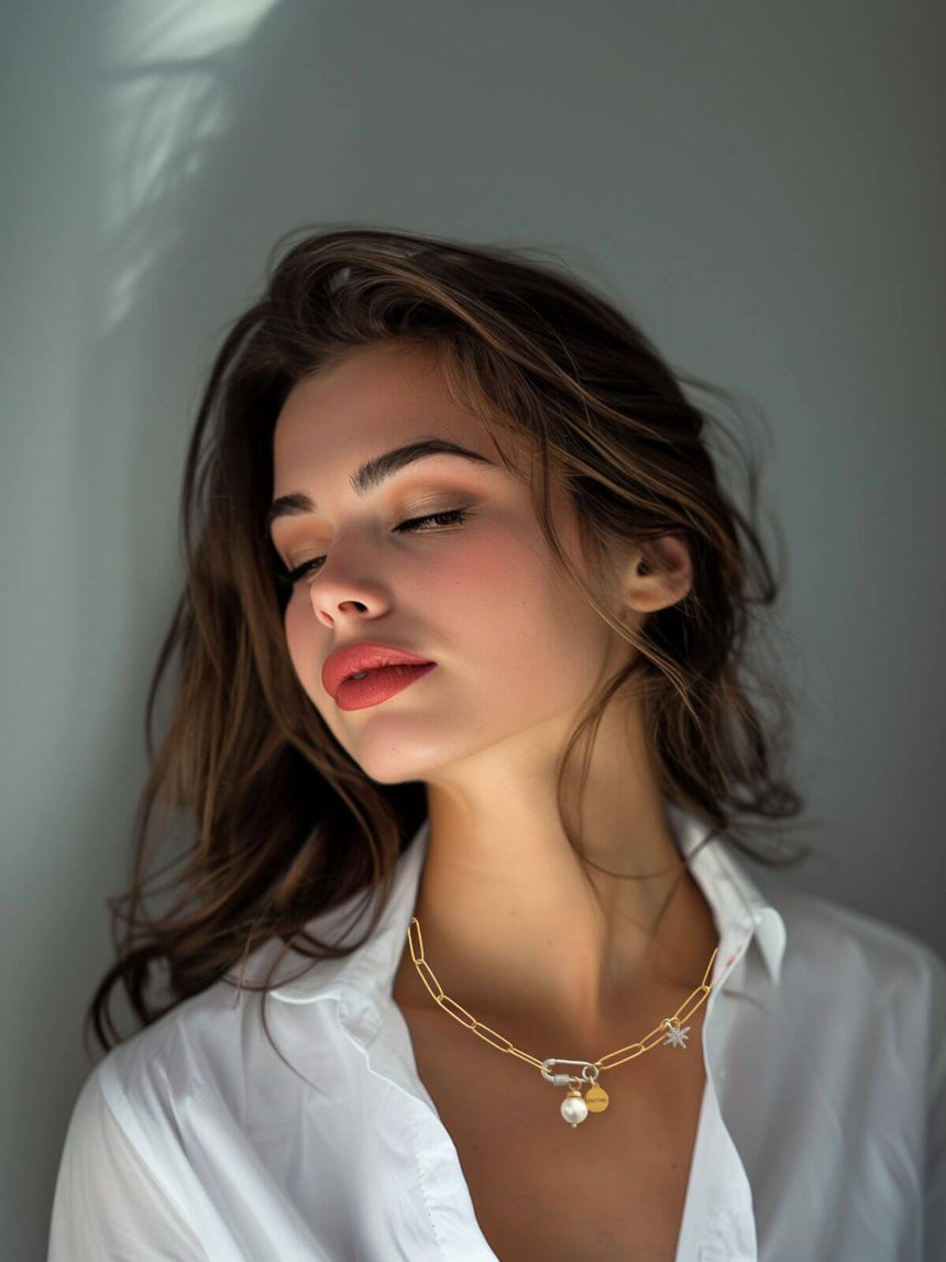 Luvi schakelketting met parel en bedels