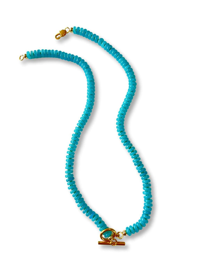 Luza turquoise kralenketting van natuursteen