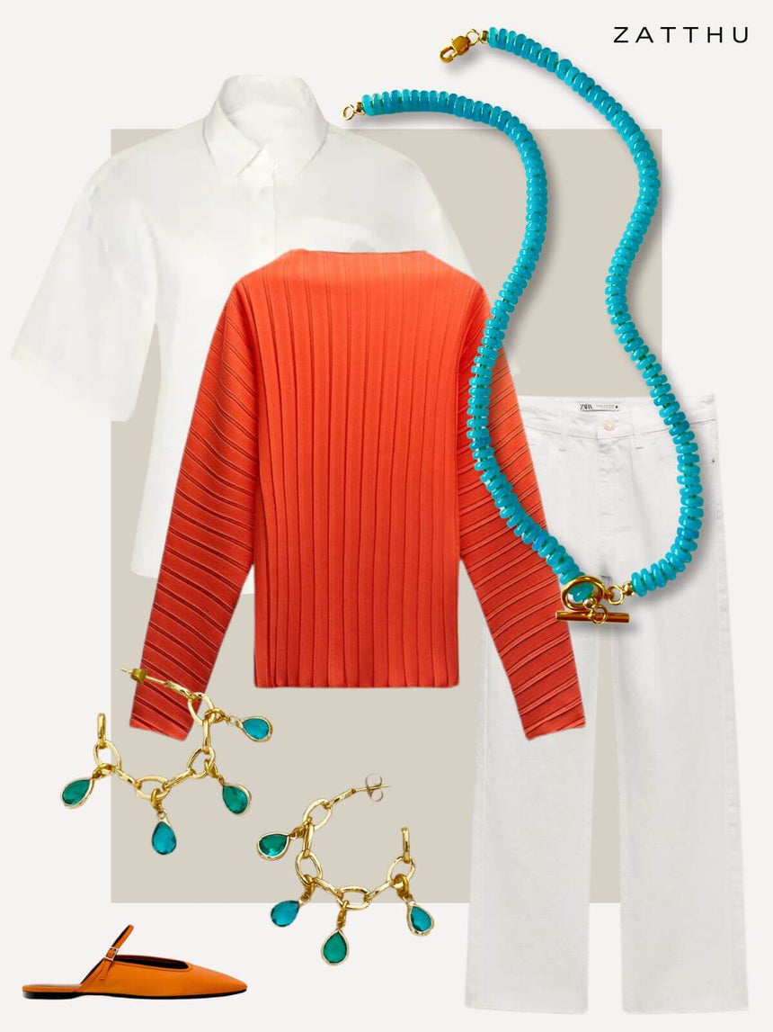 Luza turquoise kralenketting van natuursteen