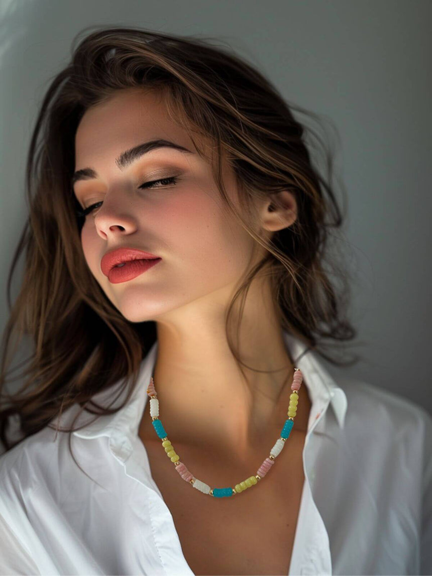 Lyah multicolor kralenketting van natuursteen