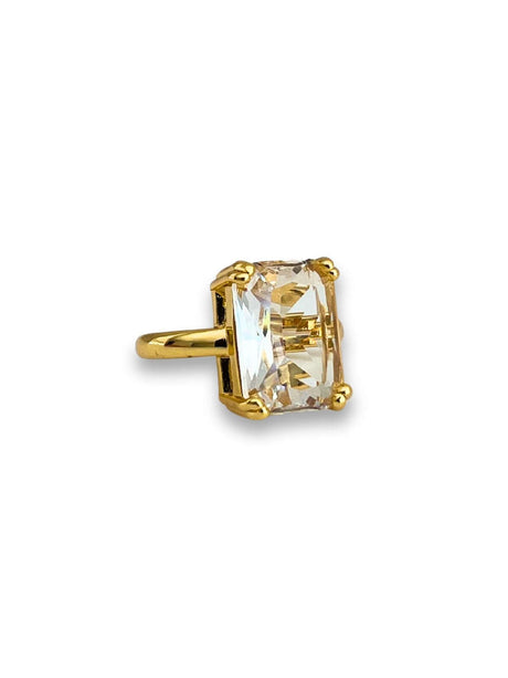 Lyen statement ring met kristal - goud