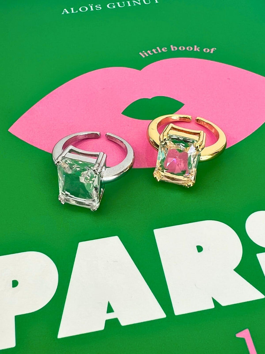 Lyke statement ring met kristal - zilver