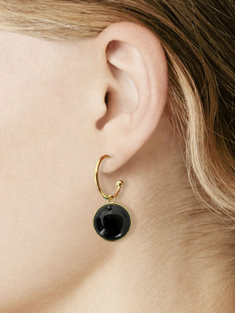 Mack gouden oorringen met zwarte agaat