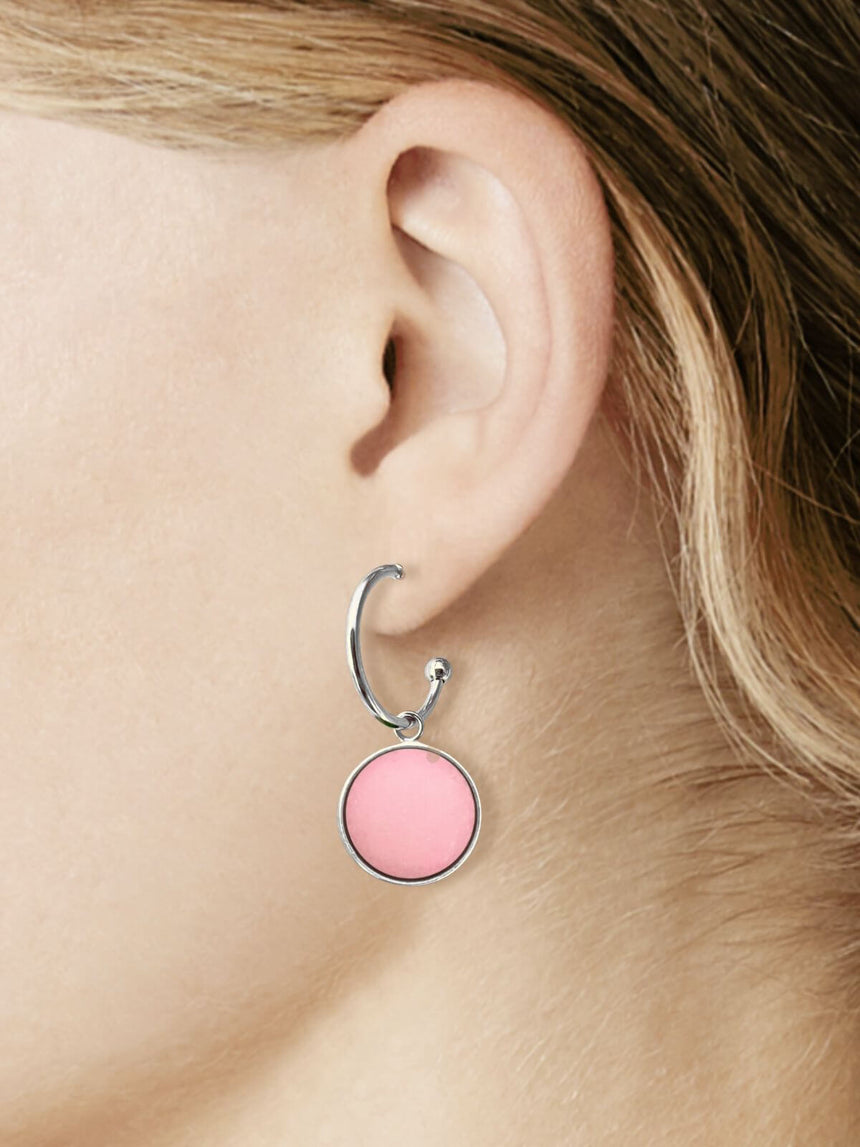 Mado zilveren oorringen met roze steen