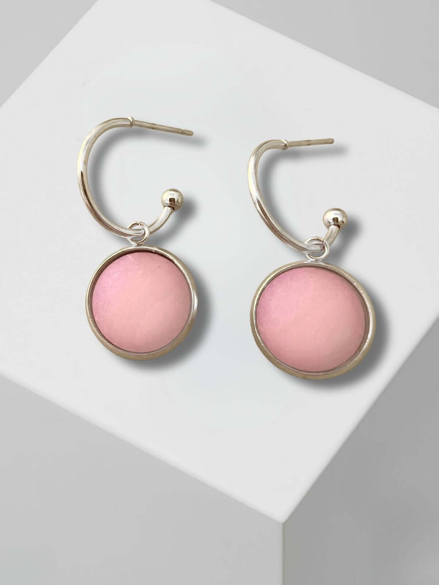 Mado zilveren oorringen met roze steen