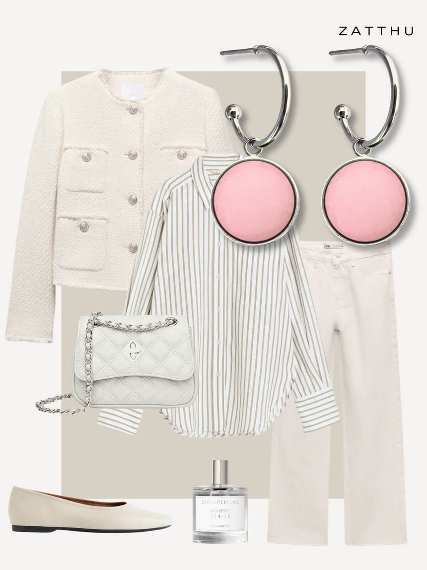 Mado zilveren oorringen met roze steen