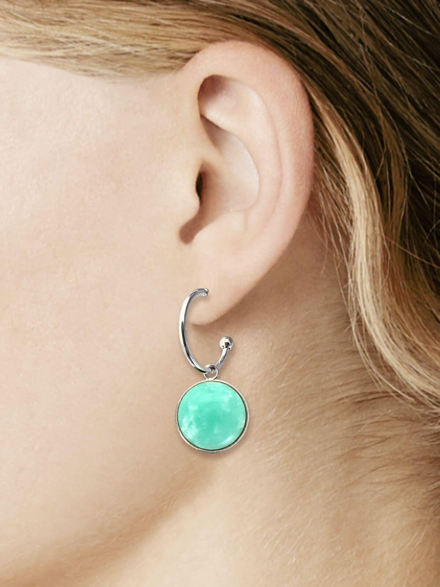 Magi zilveren oorringen met mintkleurige steen
