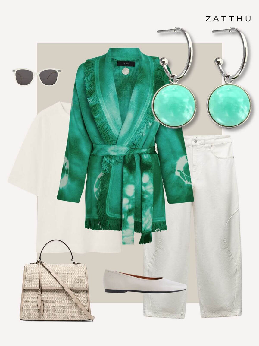 Magi zilveren oorringen met mintkleurige steen