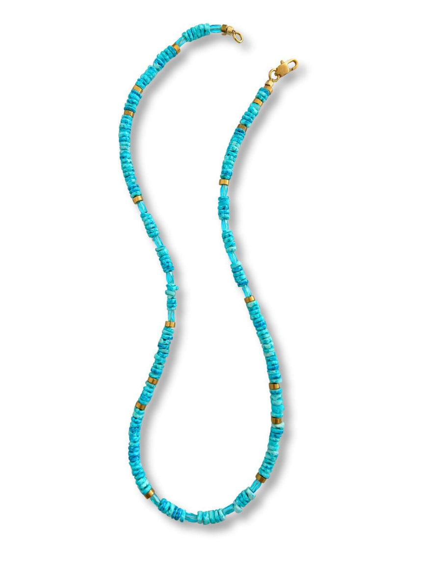 Mahi turquoise kralenketting van schelp