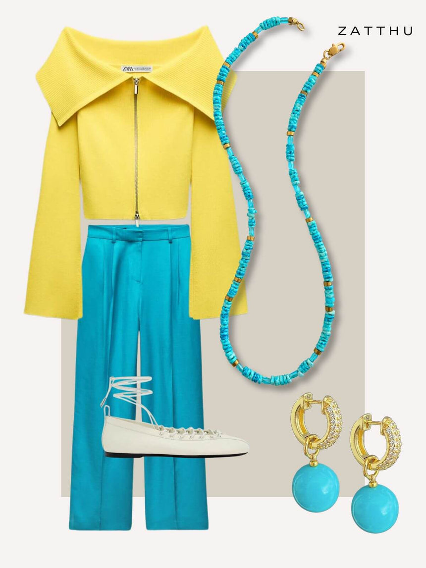 Mahi turquoise kralenketting van schelp