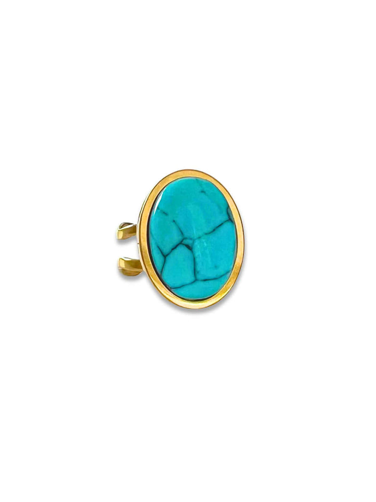 Malu statement ring met turquoise steen